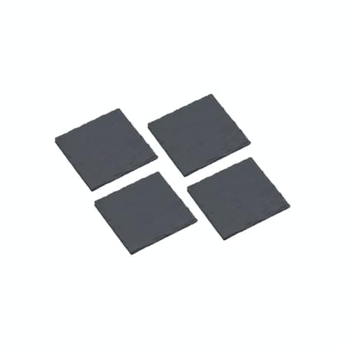 Image of Artesà Set of 4 Slate Coasters, Hand Crafted Natural Stone Drink Coaster Collection, Mini Platters / Table Protecting / Serving Mats in Gift Box, 10 cm - Grey