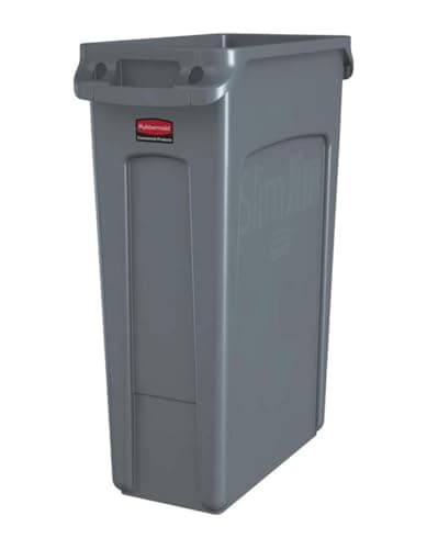 Image of Rubbermaid Commercial Products Slim Jim Vented Container | Tall Plastic Waste Bin for Kitchen & Office Areas | 87 l, Grey