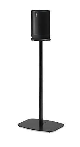 Image of Flexson Floor Stand for Sonos Move in Black. Suitable for soft and hard floors with cable management