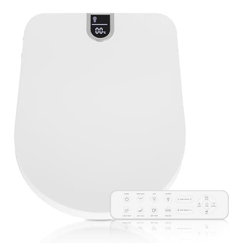 Image of ARTETHYS Electronic Smart Bidet Toilet Seat with Warm Air Drying, Heated Seat Bidet with Remote Control Self-Cleaning Nozzle Adjustable Warm Water Power Saving, D/U Shape, 48.5x38cm