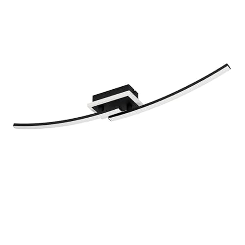 Image of Eglo LED Ceiling Light Fitting Lungolago, Office and Kitchen Lighting, Kitchen lamp Made of Metal and Plastic in Black and White, Neutral White, 74 cm