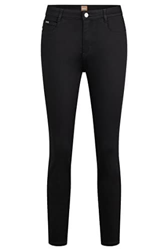 Image of BOSS Womens Slim Crop 4.0 Slim-fit Jeans in Stay Black Super-Stretch Denim
