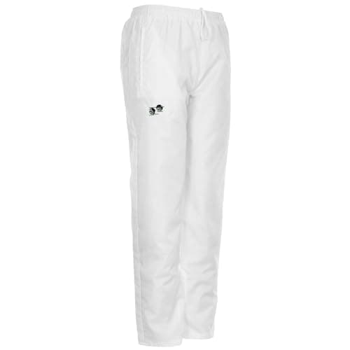 Image of Stylo Online Men's Waterproof Bowling Trousers – White, Windproof, Elasticated Waist with Embroidered Bowls Logo- Unisex Bowling Pants with Pockets (Bowling Trouser L)