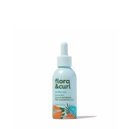 Image of Flora & Curl Coconut Mint Scalp Refresh Pre-Shampoo Oil | Soothing Botanical Pre-Poo Treatment with Jojoba, Argan, Sweet Almond, Chamomile & Peppermint Oil | For Dry, Flaky & Irritated Scalps| 100ml