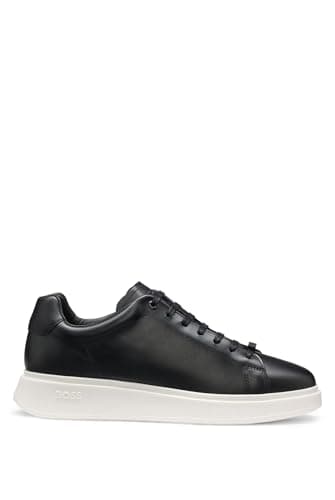 Image of BOSS Mens Bulton Runn Rubber-Outsole Trainers in Leather Size 7 Black