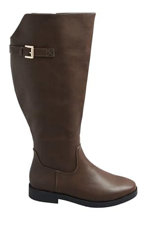 Image of Yours - Faux Leather Buckle Detail Knee High Boots In Extra Wide Eee Fit - Women's