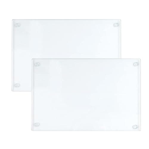 Image of 2PCS Tempered Glass Cutting Board with Rubber Feet, 40 x 30 cm Square Chopping Board, Clear Non-Slip Glass Tray for Kitchen Countertop
