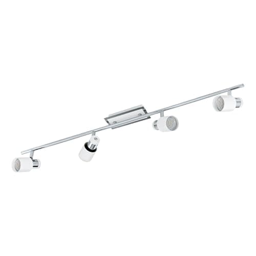 Image of Eglo LED Ceiling Lamp Davida, 4-Light Ceiling Spotlight, Metal Ceiling spot in Chrome and White, Living Room Light, Spots Including GU10 Bulbs, Warm White