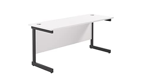 Image of Jemini Rectangular Single Upright Cantilever Desk 1800x600x730mm White/Black KF818121