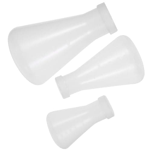 Image of SHINEOFI Erlenmeyer Flasks Set Laboratory Conical Flasks 100ml 250ml 500ml 3pcs with Wide Mouth Caps for Easy Storage and Observation, for Chemistry and Education