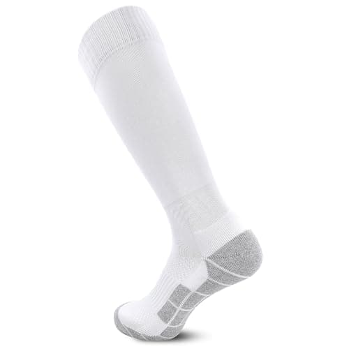 Image of HYCLES 1/3 Pairs Kids Football Socks School Knee High Sport Socks for Boys Girs Mens Breathable Soccer Socks Children Adult Socks Running Training Daily Wear White*1 M