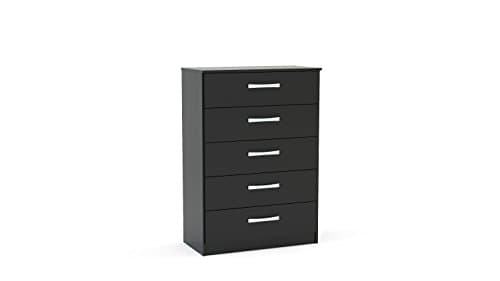 Image of Birlea Lynx 5-Drawer Chest - High-Gloss, Black