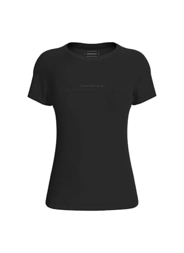 Image of Calvin Klein Women’s Short Sleeve Slim Fit Institutional Graphic T-Shirt, Black (Ck Black), XS