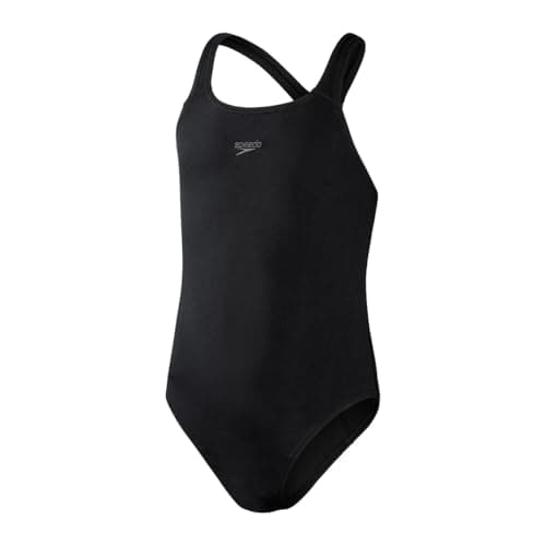 Image of Speedo Girls Eco Endurance+ Medalist Swimsuit | Chlorine Resistance | Recycled Fabric | Comfort Fit | Swimming Lessons | Swim Holiday Swimsuit Black