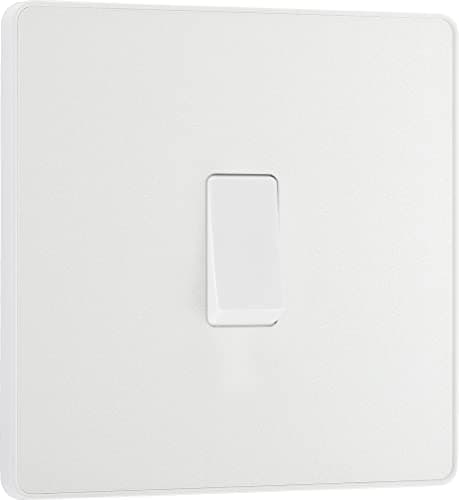 Image of BG Electrical Single Intermediate Wall Light Switch, Screwless Front Plate, Round Edges, Evolve, Pearlescent White, 20A, 16AX, PCDCL13W-01