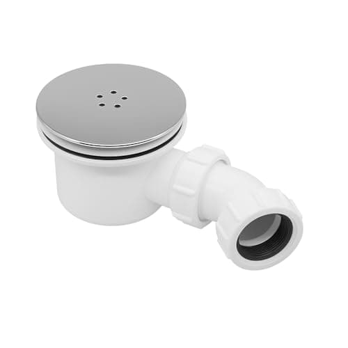 Image of Chrome Shower Trap 90mm – Easy Clean Shower Waste Trap for Enclosure Trays – Replacement 90mm Shower Drain Cover with 1½" Outlet – Chrome Shower Tray Waste Trap