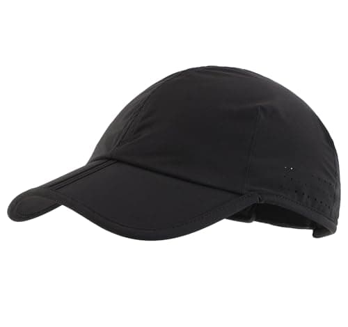Image of Decentron Foldable Performance Running Hat Adjustable Outdoor Sport Hat UPF 50+ Baseball Cap Black