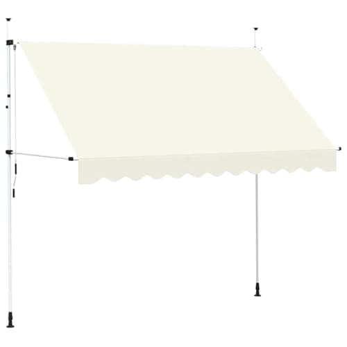 Image of vidaXL Manual Retractable Awning - 300 cm Cream Outdoor Canopy, Weather with Adjustable Height & Angle, Easy Assembly