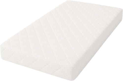 Image of Quilted Eco Fibre Cot Bed Mattress 140 x 70 x 10 cm – Hypoallergenic Baby Mattress with Removable, Breathable & Washable Cover – Firm & Supportive – Fits Mamas & Papas & More – Made in UK