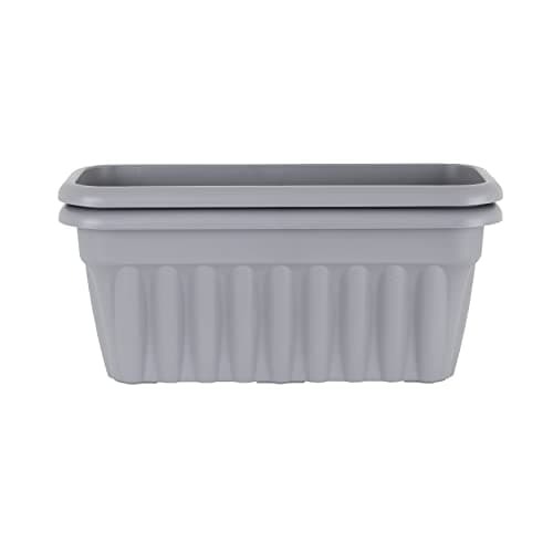 Image of Wham Vista 2 x 60cm Rectangular Plastic Garden Troughs | 100% Recycled Plastic | Weather Resistant & Lightweight | Indoor & Outdoor Use | Drainage in UK - Upcycle Grey