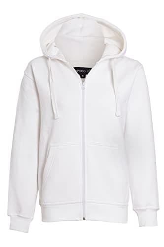 Image of imporio 11® Women Ladies Plain Oversized Hoodie Top With Zip Hoodies Sweatshirt Top Jumper Fleece Jacket Hoodies UK 8-20 (L UK 14-16, White)