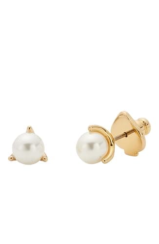 Image of Kate Spade New York Mini Trio Prong Studs, Cream/Gold