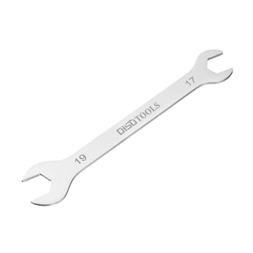 Image of sourcing map Thin Open End Wrench 17mm x 19mm Metric Sandblasting Plated 3cr13 Stainless Steel, Double Ended Slim Spanner for Household Maintenance and General Repairs