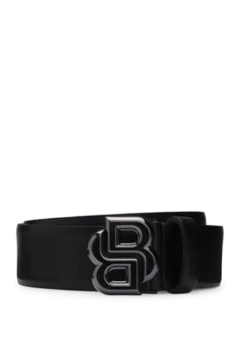 Image of BOSS Mens B Icon-G Italian-leather belt with Double B monogram buckle