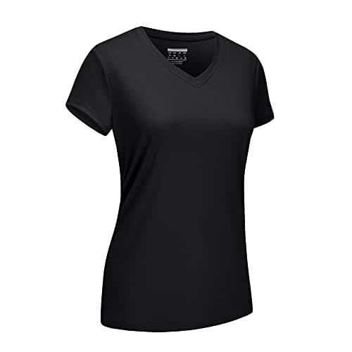 Image of EKLENTSON Women's Short Sleeve T-Shirt Lightweight UPF 50+ Athletic Running Top Performance Tee Shirts Black,L