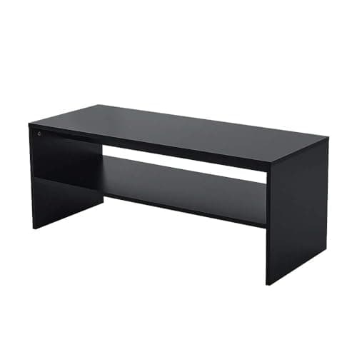 Image of Panana Simple TV Unit Stand with 2 Open Shelves for Living Room, Bedroom, Home Office (Black)