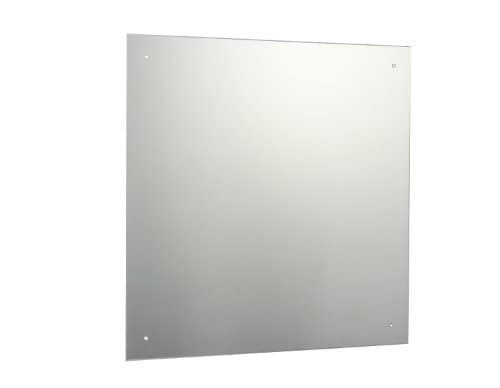 Image of Reflex Sales 60 x 60cm Square Frameless Unframed Bathroom Mirror with Pre-Drilled Holes and Chrome Cap Wall Hanging Fixing Kit Hardware