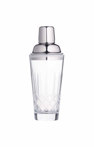 Image of BarCraft BCSHAKGLS Cut Cocktail Shaker with Stainless Steel Strainer, Etched Glass, 8 x 8.5 x 18 cm