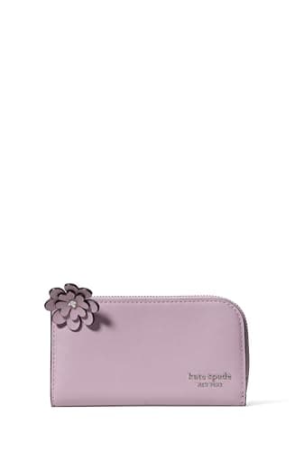 Image of Kate Spade New York Women's Devin Pebbled Leather Small Slim Bifold Wallet, Market Purple, One Size