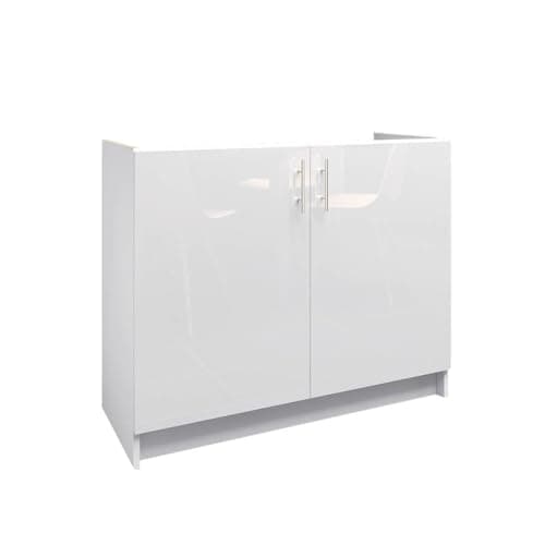 Image of JD Greta Fixed Height 1000mm Kitchen Sink Base Cabinet Floor Unit (Without Worktop) – White Gloss