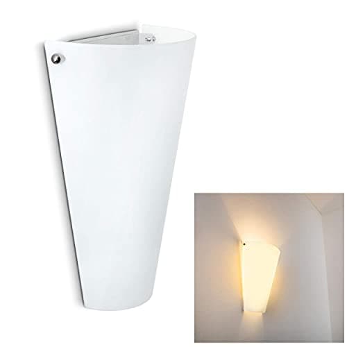 Image of Wall lamp Zera Made of Metal/Glass in White, Modern wall lamp with up & Down Effect, 1 x E27, Indoor wall Light with Light Effect, Without Bulbs