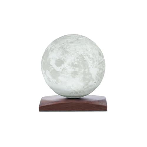 Image of Gingko Design Smart LunaSpin Lamp Mini – Floating & Spinning Moon Lamp | Wireless Magnetic Levitating Light with Smart Touch Control | Compact Wooden Base | Rechargeable Ambient Decor