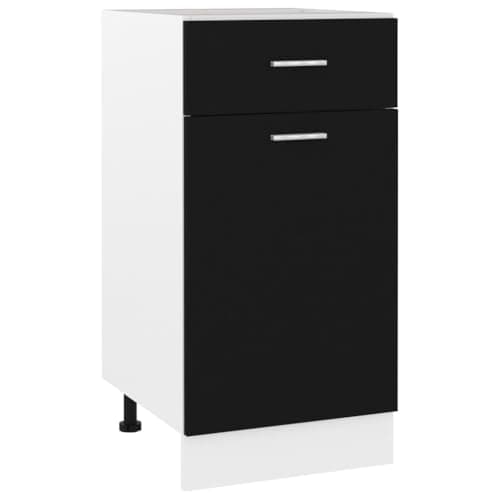 Image of vidaXL Black Engineered Wood Kitchen Cabinet - Compact Bottom Drawer Storage, Ample Space, 40x46x81.5 cm