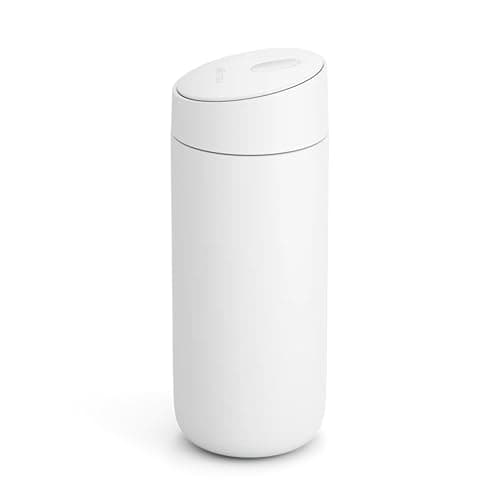 Image of Fellow 16 oz Carter Slide Travel Mug – One-Handed Slide Lid, Vacuum Insulated Stainless Steel Tumbler with Ceramic Interior for Hot and Cold Drinks, Leak-Proof and Dishwasher Safe, Matte White
