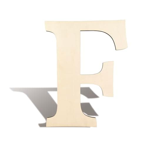 Image of 17 Inch Large Wooden Letters F Blank Unfinished Wood Letters Numbers Sign A-Z Alphabet Cutouts Paintable Wooden Letters for Home Wall Decor Birthday Wedding Party Classroom Nursery Decor (F)