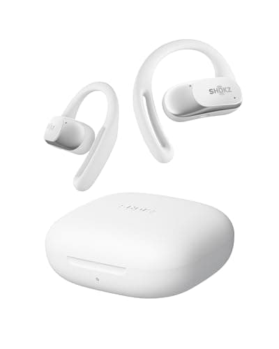Image of SHOKZ OpenFit Air Open-Ear Headphones, True Wireless Bluetooth Earphones with Mic, Fast Charging, 28h Playtime, IP54 Waterproof for Workout - White