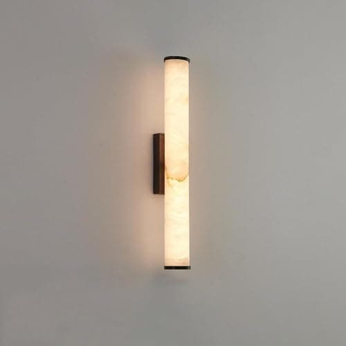 Image of BCLYERBJ Wall Light Sconce Spanish Natural Marble Wall Sconces Strip Alabaster Wall Lighting All Copper Indoor Sconce Wall Lamps for Bedroom Staircase Living Room Corridor(Dark,Large)