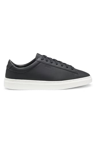Image of BOSS Mens Kieran Tenn Leather Trainers with Rubber Sole Size 8 Black