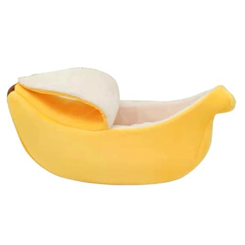 Image of Generisch Cute Banana Cat Bed, Warm Soft Punny Dog Sofa Sleeping, Play, Rest, Banana Bed, Pet Supplies for Cats, Small Dogs, Rabbits (Yellow, XL)