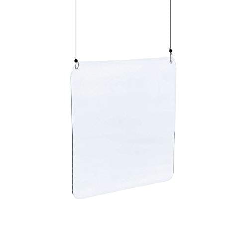 Image of Sneeze Guard 2mm Hanging Suspended Acrylic Checkout Screen Cough Guard with Mounting Wire (DS86/C) (Small (600mm x 600mm))