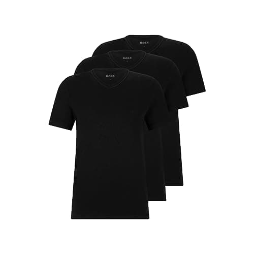 Image of BOSS Men's 3-Pack V Neck Jersey T-Shirts Undershirt, Black Night, XL
