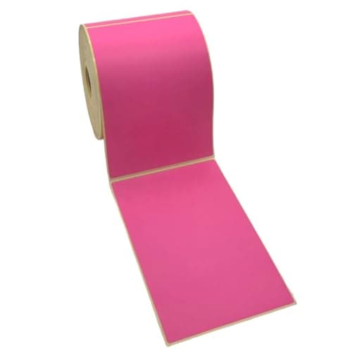 Image of Pink Direct Thermal Labels, 101.6 x 152.4mm (4"x6"), Permanent Adhesive, BPA Free, 500 per Roll, 25mm Core
