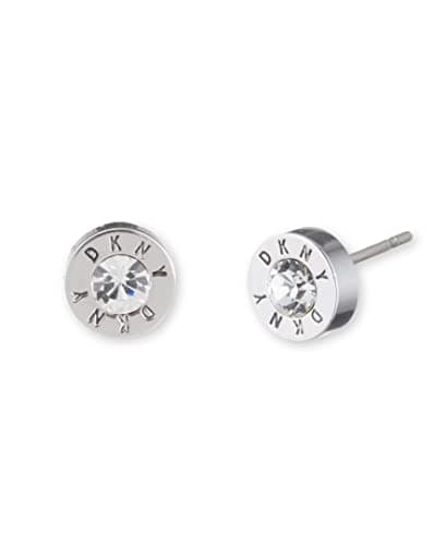 Image of DKNY Silver Earrings for Women with Crystal Stone | Stud Earrings | Womens Jewellery in Brass | Gifts for Women | Ladies Silver Jewellery | Ear Rings