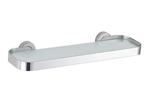 Image of Cortesi Home Milo Contemporary Stainless Steel Glass Vanity Shelf, Chrome