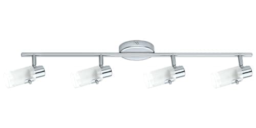 Image of Eglo LED Spotlight bar Orvieto 2, 4 lamp Ceiling Light Fitting Made of Chrome-Coloured Metal and White satined Glass, Living Room Track Lighting, Spots with G9 Bulbs, Warm White