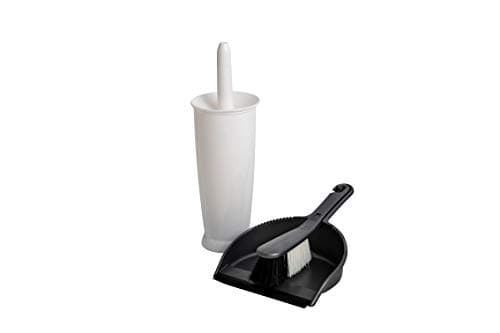 Image of Addis Closed Toilet Dustpan & Soft Brush Set, White/Metallic, One Size